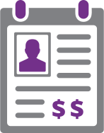 Purple Icon Highlighting an increase in charges with two large money symbols